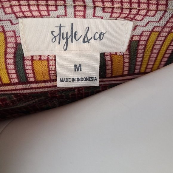 STYLE & CO Orange Red Geometric Pattern Sleeveless Maxi Dress Womens M Medium - Picture 5 of 6